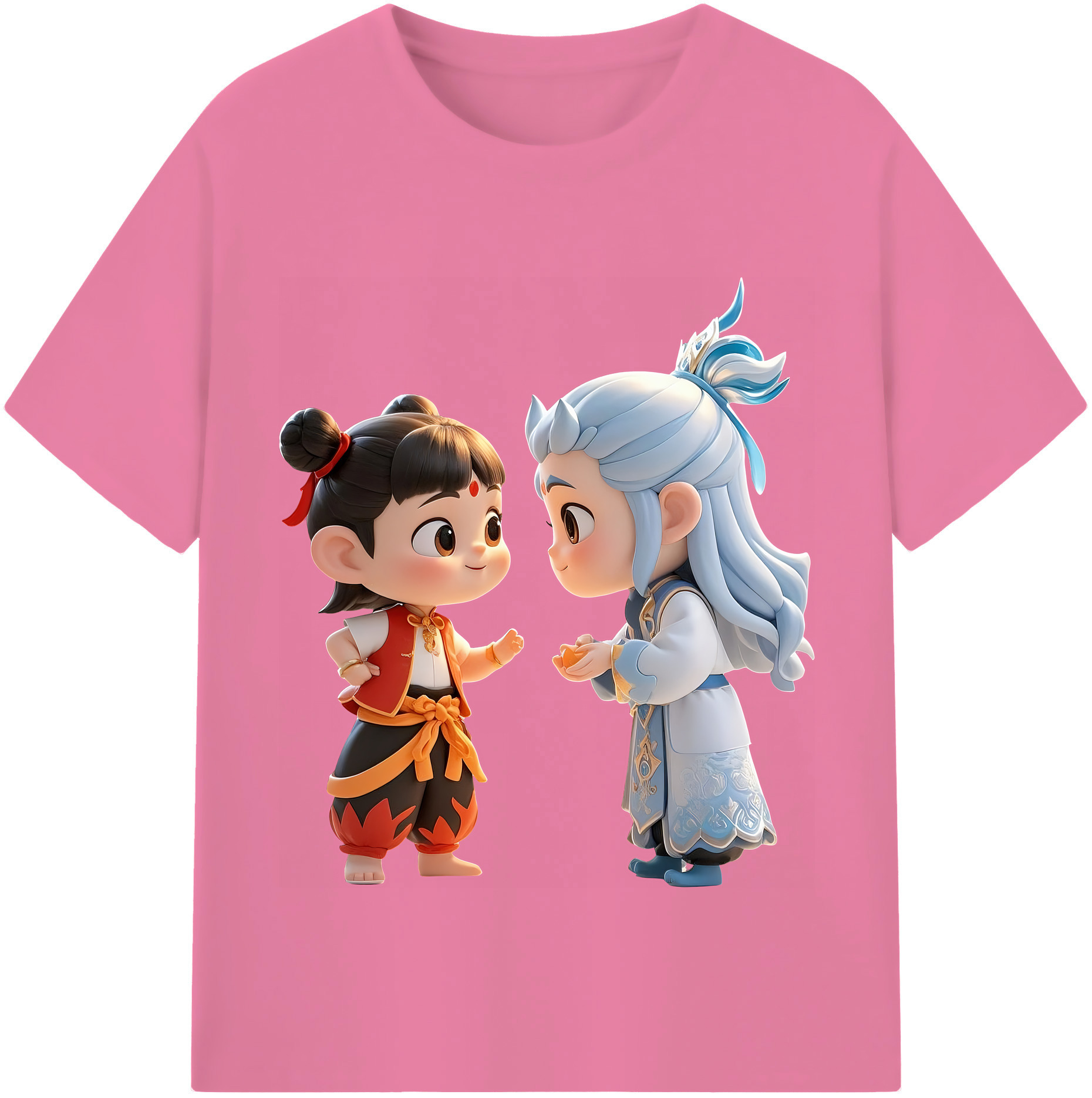 （画像用） Ne Zha 2 ナタ 魔童の大暴れ 綿100％半袖Tシャツ（フロントプリント）